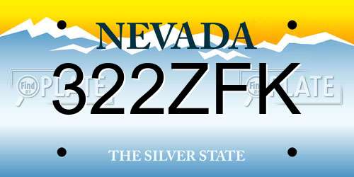 322ZFK Nevada License Plate