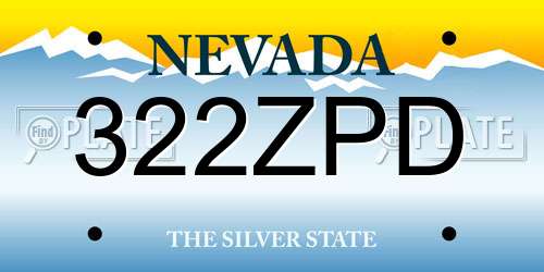 322ZPD Nevada License Plate