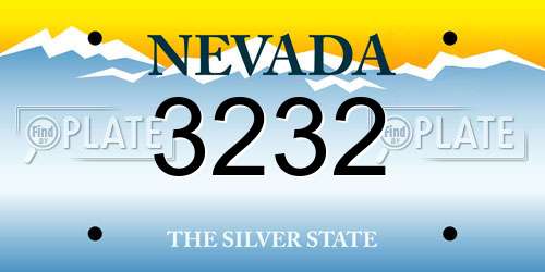 3232 Nevada License Plate