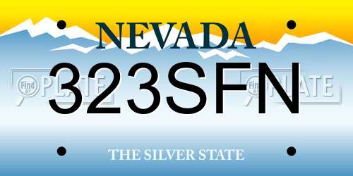 323SFN Nevada License Plate