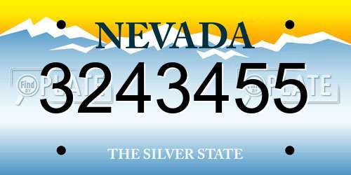 3243455 Nevada License Plate