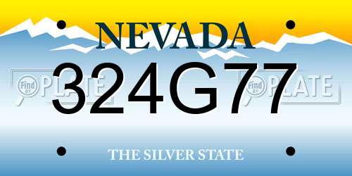 324G77 Nevada License Plate