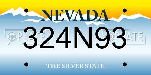 324N93 Nevada License Plate