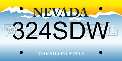 324SDW Nevada License Plate