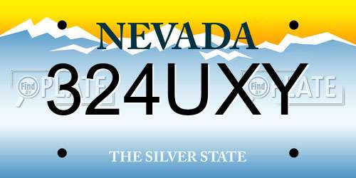 324UXY Nevada License Plate