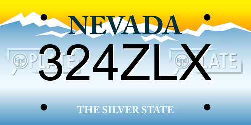 324ZLX Nevada License Plate