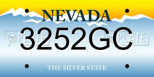 3252GC Nevada License Plate