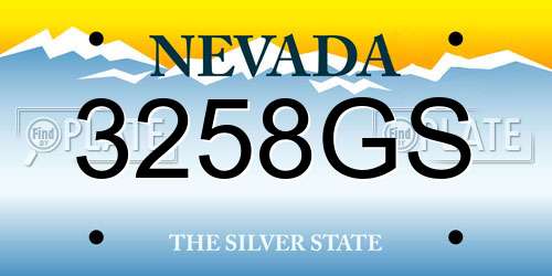 3258GS Nevada License Plate