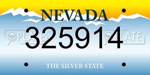 325914 Nevada License Plate