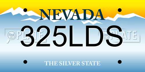 325LDS Nevada License Plate