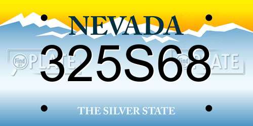 325S68 Nevada License Plate