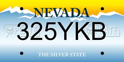325YKB Nevada License Plate