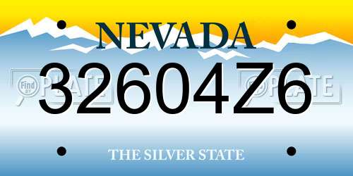 32604Z6 Nevada License Plate