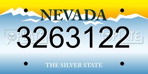 3263122 Nevada License Plate