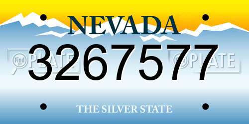 3267577 Nevada License Plate