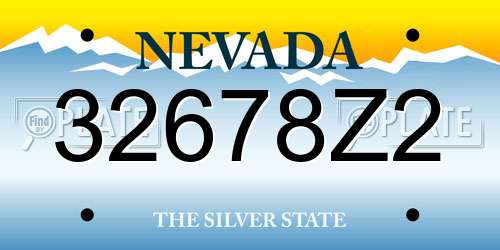32678Z2 Nevada License Plate