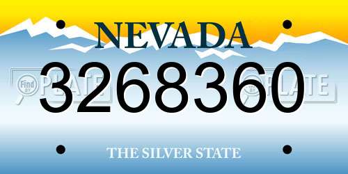 3268360 Nevada License Plate