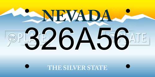 326A56 Nevada License Plate