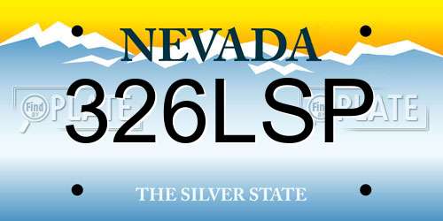 326LSP Nevada License Plate