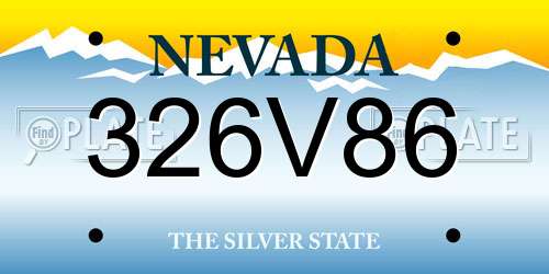 326V86 Nevada License Plate