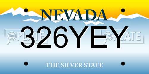 326YEY Nevada License Plate
