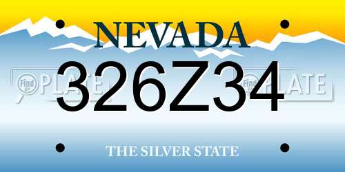 326Z34 Nevada License Plate
