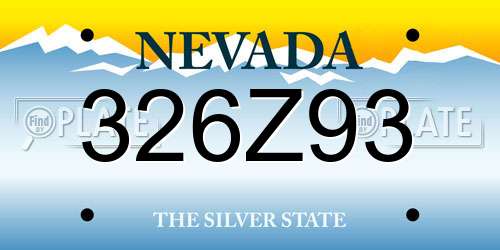 326Z93 Nevada License Plate