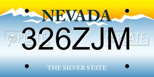 326ZJM Nevada License Plate