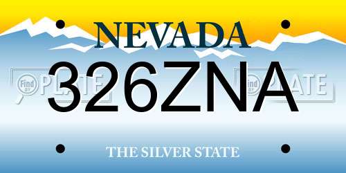 326ZNA Nevada License Plate