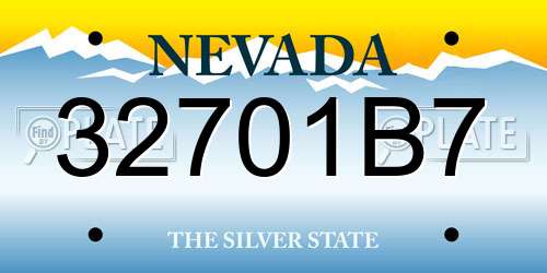 32701B7 Nevada License Plate