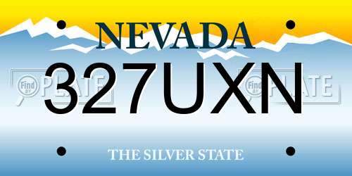 327UXN Nevada License Plate
