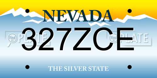 327ZCE Nevada License Plate