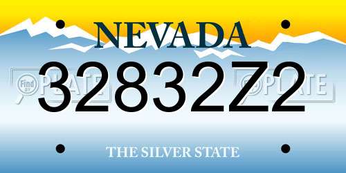 32832Z2 Nevada License Plate