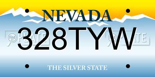 328TYW Nevada License Plate