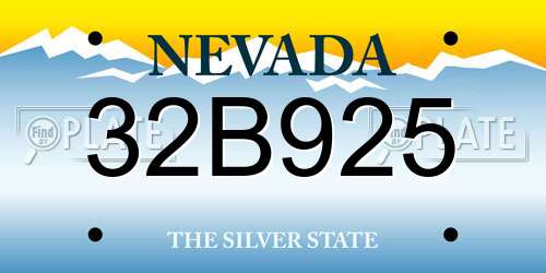 32B925 Nevada License Plate