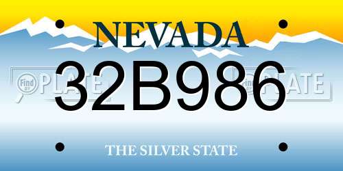 32B986 Nevada License Plate