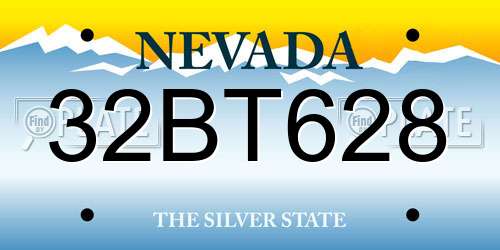 32BT628 Nevada License Plate