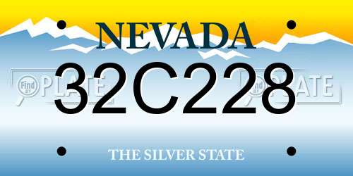 32C228 Nevada License Plate