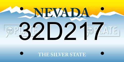 32D217 Nevada License Plate