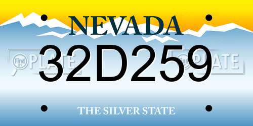 32D259 Nevada License Plate