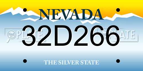 32D266 Nevada License Plate