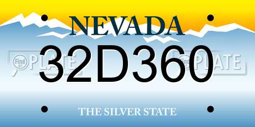 32D360 Nevada License Plate