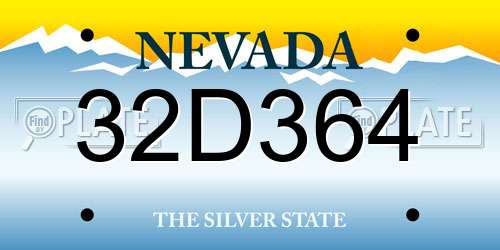 32D364 Nevada License Plate