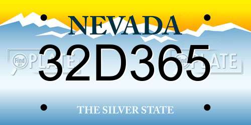 32D365 Nevada License Plate