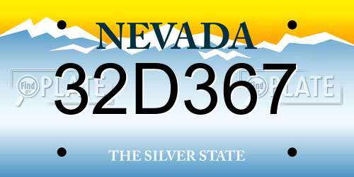 32D367 Nevada License Plate