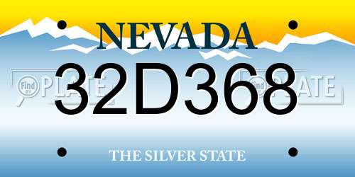 32D368 Nevada License Plate