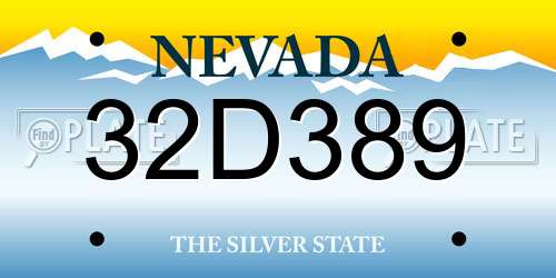 32D389 Nevada License Plate