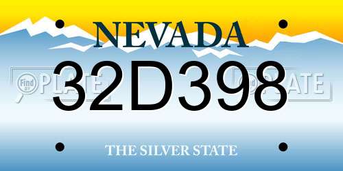 32D398 Nevada License Plate