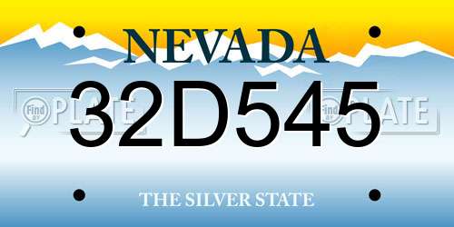 32D545 Nevada License Plate