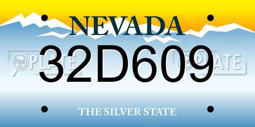 32D609 Nevada License Plate